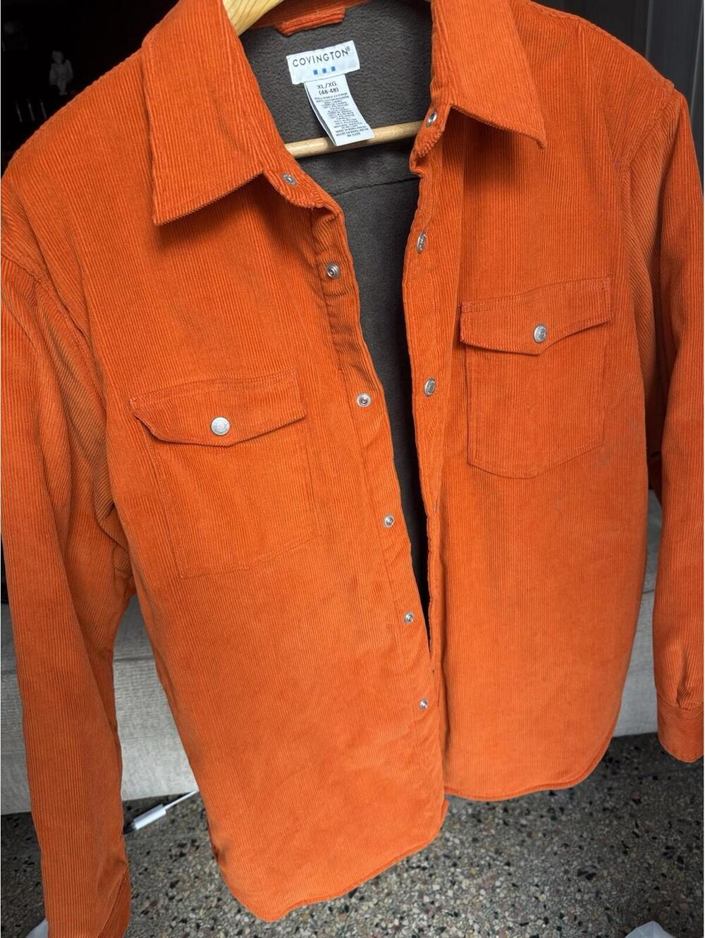 Mens Covington Corduroy Shirt Jacket Orange Lined Snap Fleece Lined XL - Picture 6 of 7